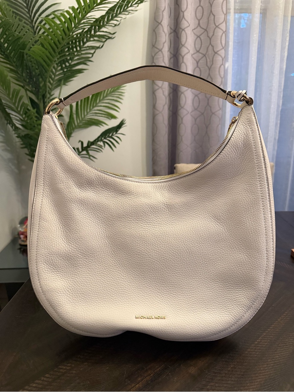 Michael Kors Cream Pebbled Leather Hobo with Gold Hardware